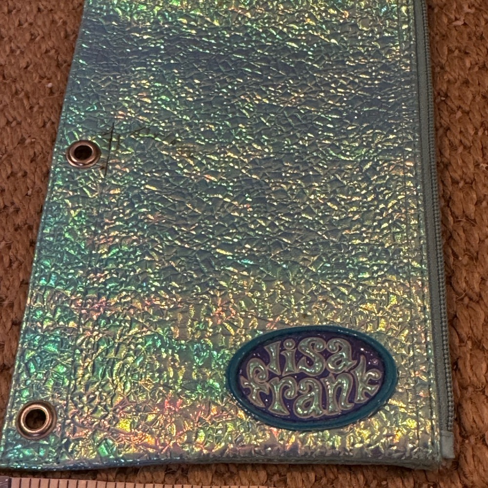 RARE Vtg Lisa Frank Mermaid Blue Iridescent 3 Ring Zip Up. New no tags. Rare! - Picture 4 of 8